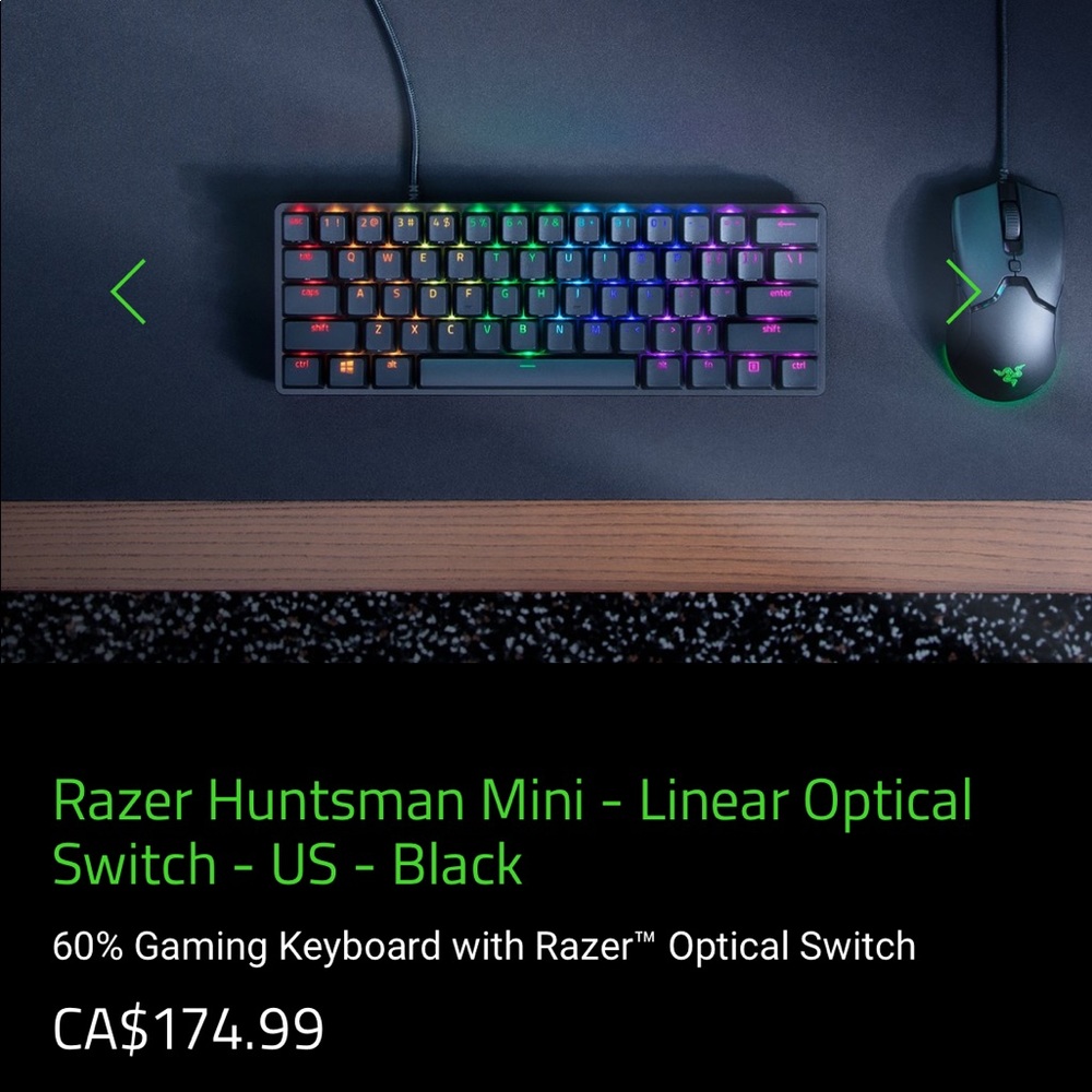 Razer's Huntsman Mini Gaming Keyboard 60% optical Switching .